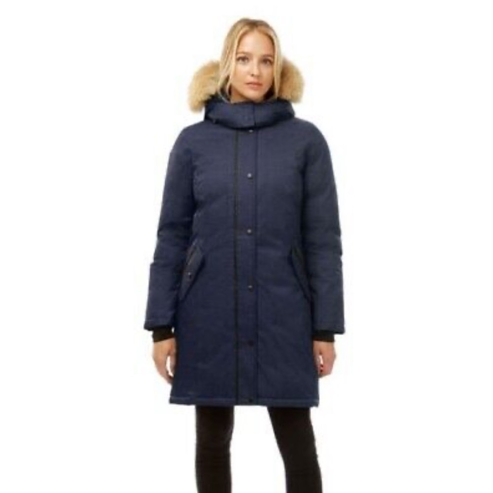Triple F.A.T. Goose Water Resistant Goose Down Parka w/ Fur, Navy XS